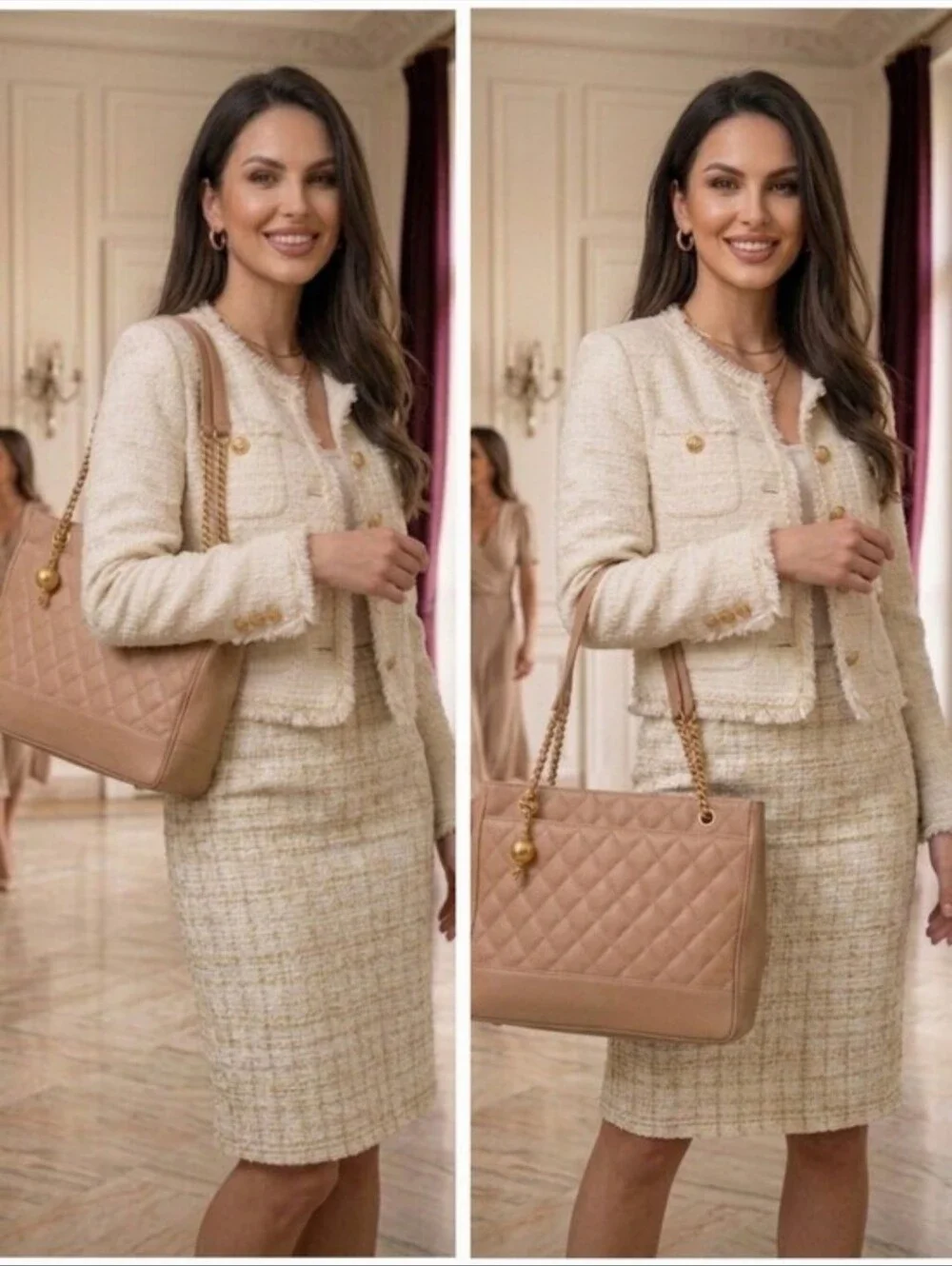 Chanel Vintage Beige Caviar Leather Quilted Tote 24K Gold Plated ✨️ COA